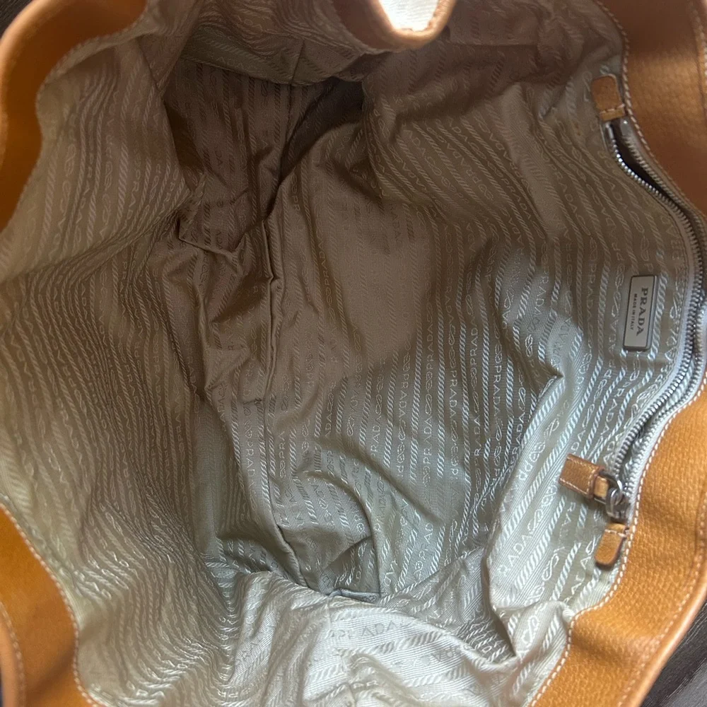 Authentic Prada Tan and Brown Women's Tote Bag, EUC